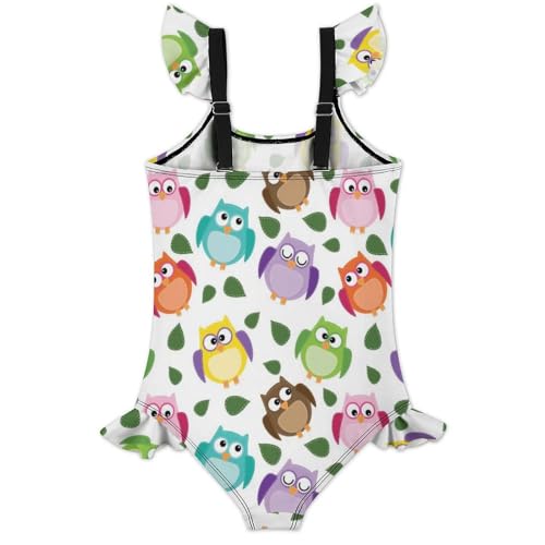 Image of Girls One Piece Swimsuit Cute Alpacas Hearts Stars Ruffles Swimwear Bathing Suits 3-12 Years