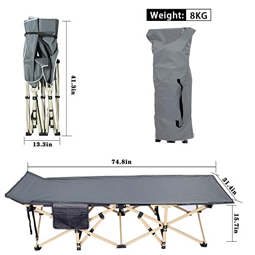 Lmlpt Folding Camping Cots For Kids Adults, Heavy Duty 31" Extra Wide Sturdy Portable Sleeping Bed With Carry Bag For Camp Home Office Use, Black Gray #TOP1