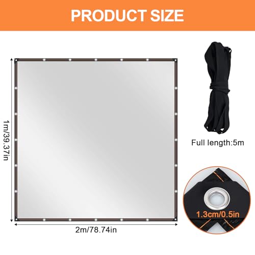 2m x 1m Clear Tarpaulin Waterproof Heavy Duty, Transparent Tarpaulin Sheet,Transparent PVC Clear tarpaulin with Eyelets, for Greenhouse Garden Outdoor Camping Caravan Pergola Ground & Chicken Coop