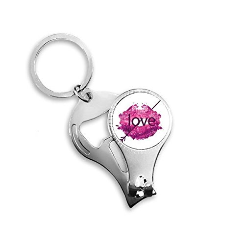 Porte-clés Saint-Valentin avec coupe-ongles et décapsuleur intégré en métal