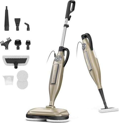 Image of DEVOAC VM6 Scrubbing Steam Mop with Rotating Mop Pads, 10 in 1 Steam Mop, Lightweight Spin Mop & 3 Steam Modes for Hard Floor Laminate Marble Floors (Auster)