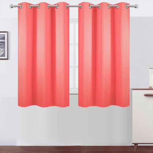Image of LEMOMO Coral Blackout Curtains 42 x 54 Inch Length Set of 2 Panels Grommet Bedroom Curtains for Living Room