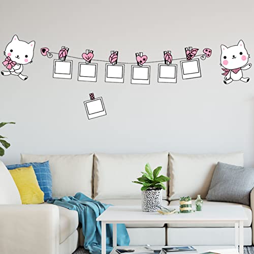 Image of Art Street Wall Stickers for Home Decor Cute Kitten Photo Collage Theme Wall Decal Vinyl Stickers for Living Room and Wall Decoration (32 x 66 Inchs, Pink)