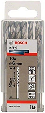 Bosch Professional 10 pcs. HSS-G Metal Drill Bit Set (for metal, Ø 1-10 mm, Robust Line, Accessory Drill Driver)