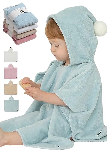 Image of Konny Baby Hooded Towel: Rayon from Bamboo Cotton Baby Towel Hooded Poncho, Oeko-TEX, Ultra Soft & Quick-Dry, Girls, Babies, Newborn Boys, Toddler (Mint, Medium)