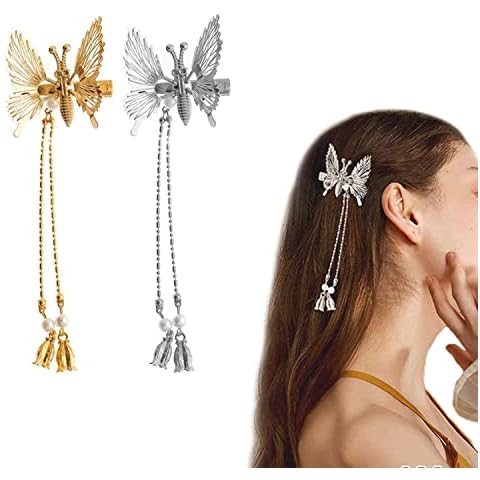 Elegant Butterfly Hairpin with Detachable Fringe Cover