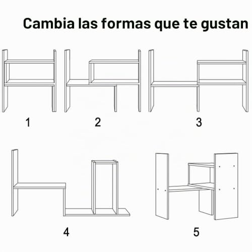Miniatura 4 de Accmuzzy Estante De Escritorio De Madera, Estantería Pequeña, Color Blanco, Organizador De Escritorio, Organizador De Escritorio Ajustable Para Oficina, Cocina Blanco