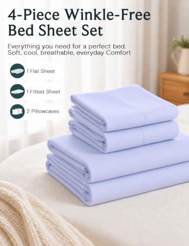 Image of Full Size Sheets, Cooling & Soft Deep Pocket Bed Sheet Set, 4PC