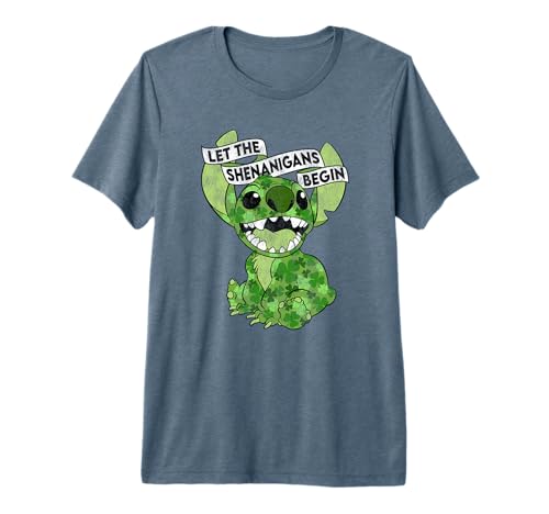 T-shirt Stitch Disney pour la Saint-Patrick en coton premium vert