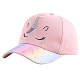 Julerwoo Girls Unicorn Baseball Cap Colored Brim Printed Sun Hats (Stars Unicorn)