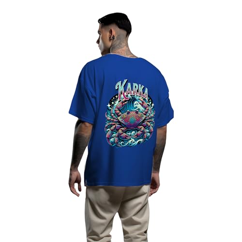 Image of Men's Zodiac Sign Printed Oversized Cotton T-Shirt