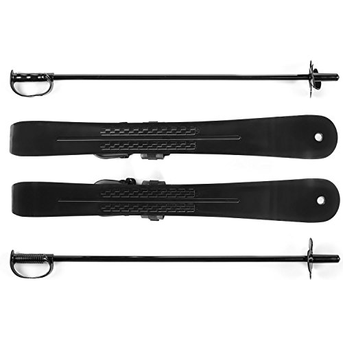 Lucky Bums Kids Beginner Ski and Pole set with Bindings,Green and Black - Thumbnail 3