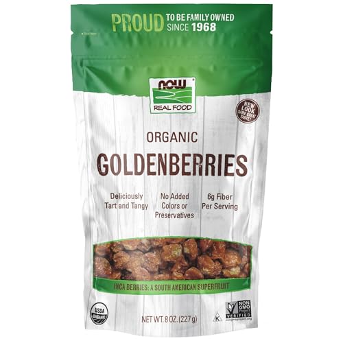 NOW Foods, Organic GoldenBerries, South American Superfruit with Fiber, Potassium, and Vitamin A, 8-Ounce (Packaging May Vary)
