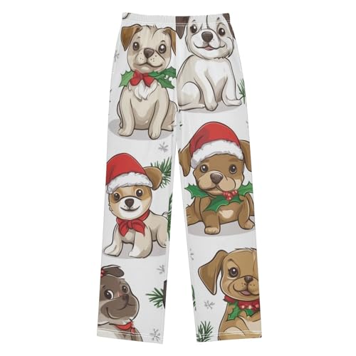 ZZXXB Christmas Puppy Dogs Boys Long Pants Soft Trousers Elastic Waist Kids Lounge Bottoms with Pockets S-XL