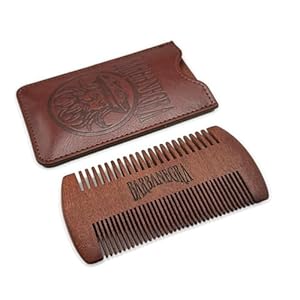 Barbanegra Legendary’s Beard and Mustache Wood Comb with elegant Case, Anti-Static, Pocket Size for all types of Beards., Brown