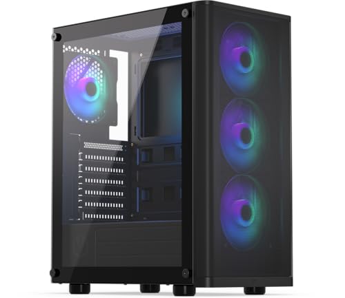 ENDORFY Ventum 200 ARGB, Carcasa para pc Gaming ATX, 4X Ventiladores ARGB de 120mm incluidos, Laterales de Cristal Templado, Panel Frontal de Malla, Amplia compatibilidad de refrigeración, EY2A014