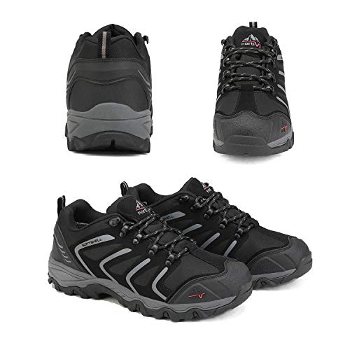 Image of NORTIV 8 Men's Black Dark Grey Low Top Waterproof Hiking Boots Outdoor Lightweight Shoes Backpacking Trekking Trails Size 9.5 M US 160448-low