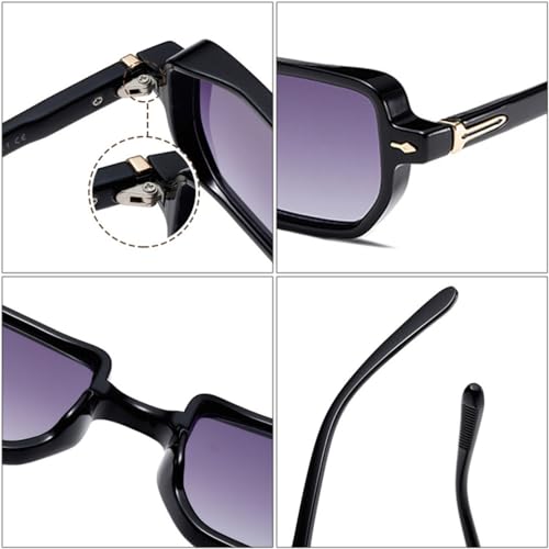 Retro Rectangle Rivets Men Punk Gradient Sunglasses Shades UV400 Sun Glasses3