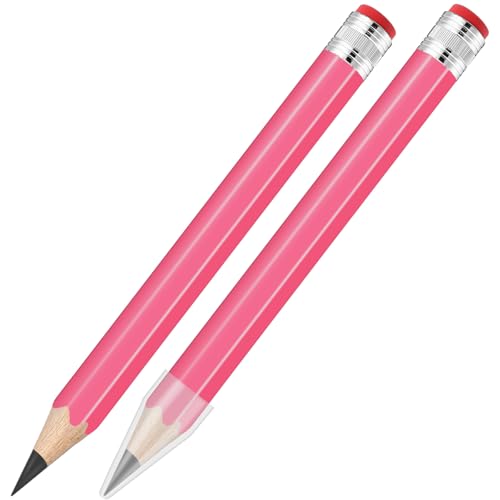 ywmigl 2 Pcs 13 inch Wooden Jumbo Pencils for Prop Giant Big Novelty Wood Pencil with Eraser for Fun Decor, School Projects, Party Favors, and Unique Gifts (Pink)