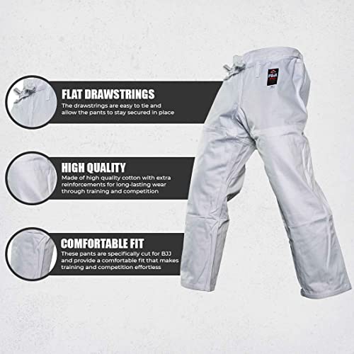 Fuji Gi Pants – Adult Brazillian Jiu-Jitsu Pants With Flat Drawstrings - Long-Lasting Bjj And Gi Pants For Training & Competition, White, Size A5 #TOP3