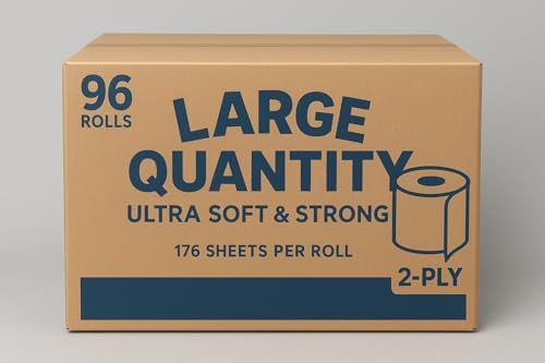 96 Rolls, Premium 2-Ply Toilet Paper, 176 Sheets Per Roll – Soft & Strong Bathroom Tissue, Septic-Safe, for small toilet paper holder Made in USA image 4