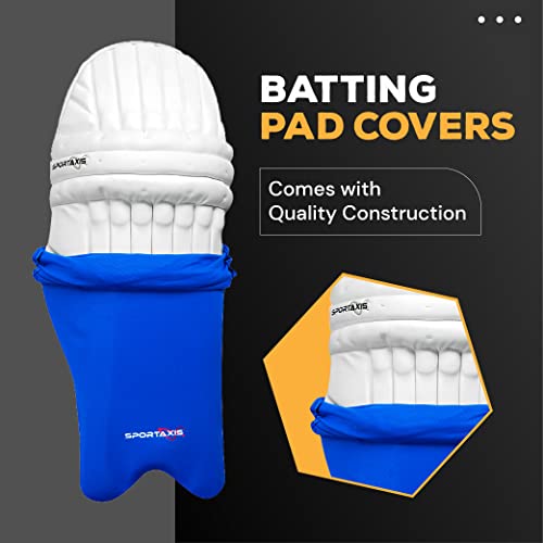 Sportaxis Batting Pad Covers, Leg Guard Covers, Lycra Material, Stretchable Fabric, Easy Fit, Blue #TOP1