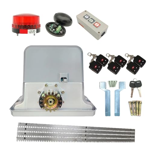 Kit de abridor automático de puerta corredera, Operador automático de puerta corredera de 1800KGS de Motor AC220V/110V como Motor de puerta de cierre de puerta (sensor, botón, lámpara, opcional) Paque