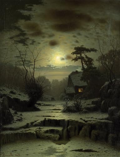 Impression d'affiches Winterliche Vollmondlandschaft toile haut de gamme