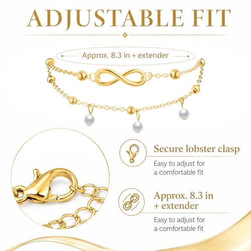 Hicarer 16 Pcs Ankle Bracelets for Women 14k Boho Gold & Silver Alloy Plated Waterproof Link Chains Beach Adjustable Jewelry - Image 3