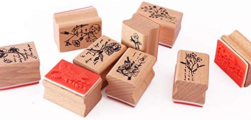 Co-link 15pcs Wood Rubber Stamp DIY Diary Scrapbook Stamp Set Animals and Plants Forest Patterns Wooden Rubber Stamps Set