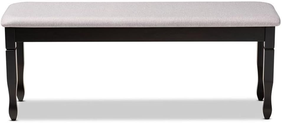 BOWERY HILL Modern Upholstered Dining Bench, 47.8" Wide, Oak Wood and Rubberwood, Dark Brown Finish, Grey Polyester Cushion, Foam Padding, Spade Feet, Versatile Accent or Entryway Seating