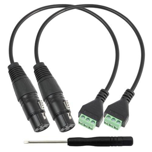 Jienk 2Pcs 13Inch XLR3 Cable XLR There Pin Female to 3Pin Terminal Adapter Extension Cable with Screwdriver for Speakers, Microphone, Sound, Stage Lighting Equipment, Live Performance & Recording