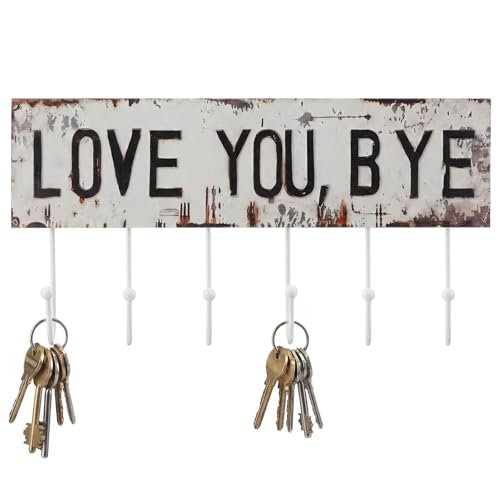Hushee Love You Bye Sign Wall Key Holder with 6 Hooks