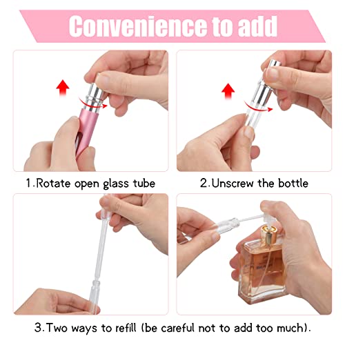 Vesaneae 4PCS Bouteille Vaporisateur de Parfum, 5ML Mini Parfum Atomiseur, Vaporisateur Parfum Rechargeable, Flacon Parfum Vide, Portable Parfum Atomiseur de Voyage pour Homme Femme, 4 Couleurs - Image 5