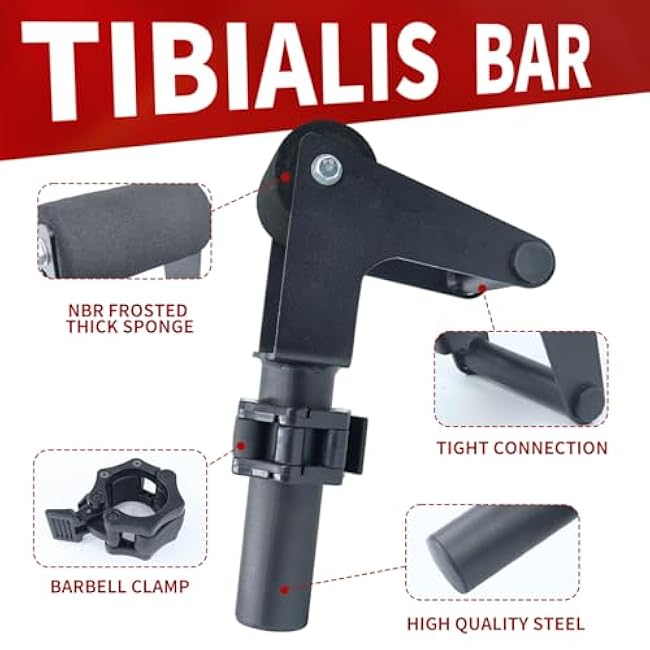 MARLANG Solo Tib Bar Tibialis Trainer Tibialis Bar Knees Over Toes Equipment Tibialis Raise Tibia Dorsi Calf Workout Machine Calves Workout Equipment Fit 2 Inch Weight Plates