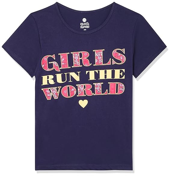 Image of Clotth Theory Girls Super Combed Cotton Regular Fit Round Neck Printed Short Sleeve Tshirt -Combo Pack of 3