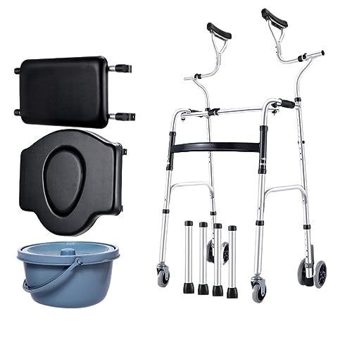 高齢者リハビリテーション歩行補助スタンディングフレーム障害者歩行器ストローク歩行脇の下松葉杖サポートフレーム (脇引きずり式4輪モデル+ソフトトイレ+ソフトシートを新グレードアップ)