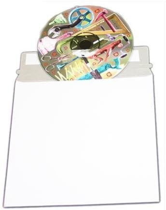 Large White Cardboard CD Mailer 6" X 6-3/8" with Adhesive Flap - 50 Pack