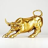 MILY-ART Wall Street Bull-Statue, handgefertigte Bronzeskulptur, Symbol für Reichtum und Erfolg, Schreibtischdekoration, motivierendes Geschenk für Börsenhändler und Investoren