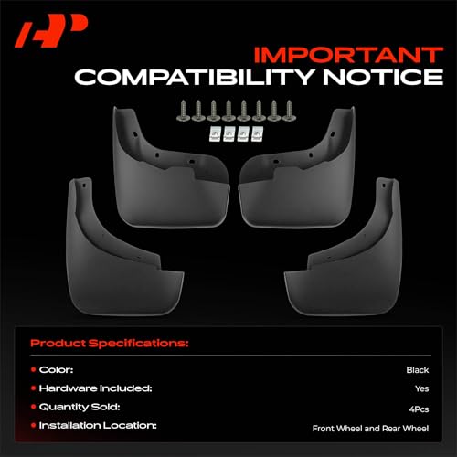 Image of A-Premium Mud Flaps, No Drilling Required Splash Guards with Accessories | Compatible with Audi Q7 2007-2015 Sport Utility, Set of 4 Front and Rear