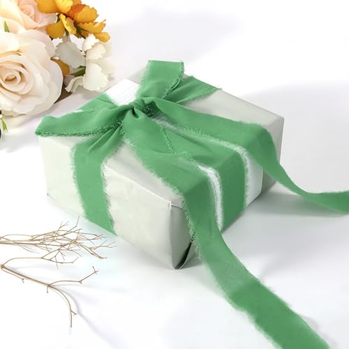 Zyiphor 4 Rollen Schleifenband Band Eukalyptus Grün 4cm x 20m Geschenkband Grün, Chiffonband, Schleifenband Breit für Geschenkband Hochzeit, Brautsträuße, Geschenkverpackungen, Salbeigrün