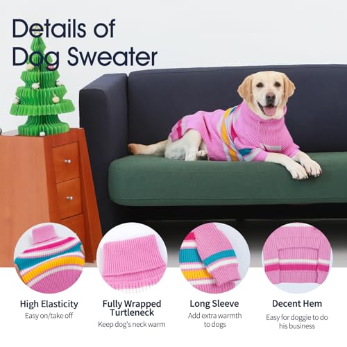 IECOii Hundepullover in Extragröße, XXXXL Hundepullover für extra große Rassen,gestrickter Hundepullover für große Hunde Jungen Mädchen,Hunde Outfits für kaltes Wetter für Dobermann,Deutsche Dogge,4XL