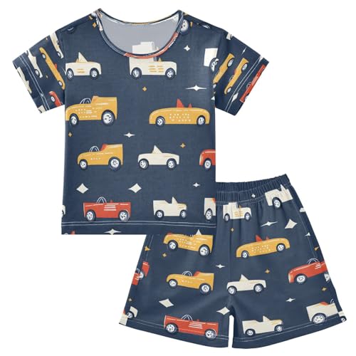senya Short Sleeve Pajamas Sets Summer Cotton Sleepwear White Car Orange Trunk
