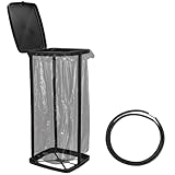 Ostlttyn Tragbare Müllsackständer Ständer Klappbarer Mülltaschenhalter für Küche 25-50 Litern Kunststoff im Freien Mülltasche mit Deckel für Parteien und Campingplätze, Schwarz