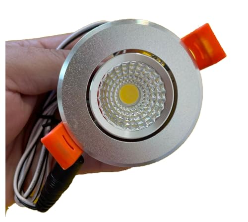 Image of 2pcs /Lots 2inch DC 12V 3w COB epistar led, led Ceiling /Puck Light,Spotlight, dimmable,White or siliver Shell. (Warm White, Silver face Cover)