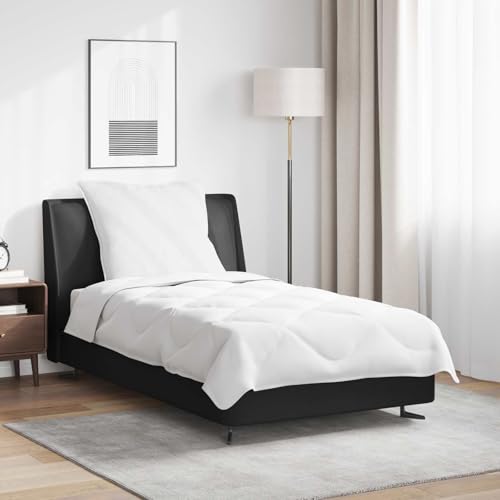 Hoopleep Summer Duvet with Pillows, 2-Piece Set, White, Microfibre & Cotton, Breathable, Cassette Quilting, for Bedroom, 200 x 155 cm