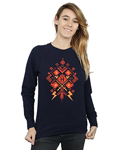 Harry Potter Women's Christmas Fair Isle Sweatshirt Large Navy Blue