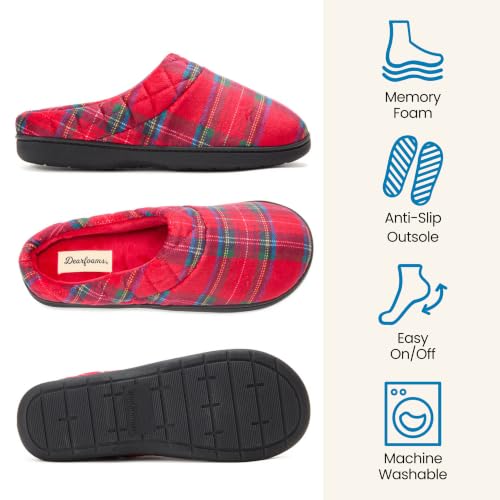 Image of Dearfoams Women's Lightweight Memory Foam Indoor House Slipper Darcy Velour Clog with Wide Widths