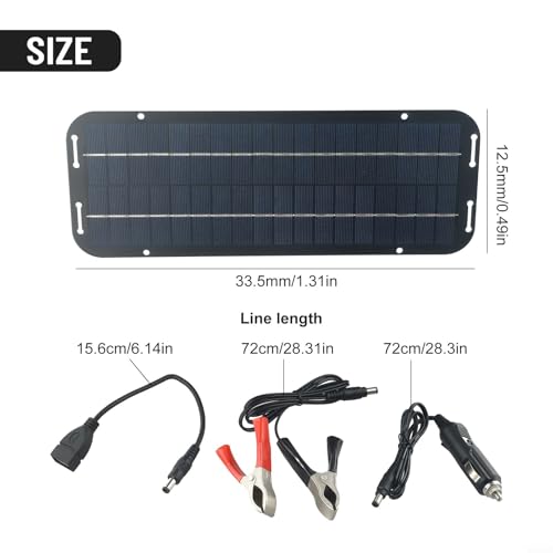 60W 12 V Solar Car Battery Trickle Charger,Car Battery Maintainer,60W Portable Amorphous Solar Panel Power Backup Kit with Clip For Car RV Caravan Van Boat