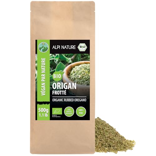 Alpi Nature Origan Séché BIO 500g, Origan bio Frotté pour la Cuisine, les Pâtes et la Pizza